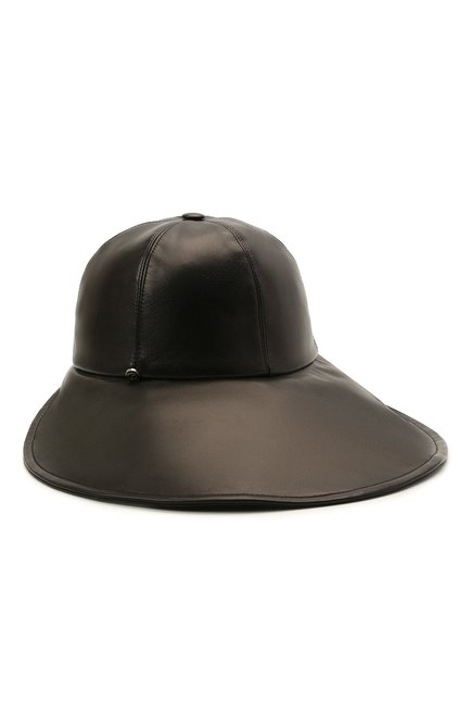 Женская кожаная шляпа GIORGIO ARMANI черного цвета, арт. 797238/1A506 | Фото 1 (Материал: Натуральная кожа)