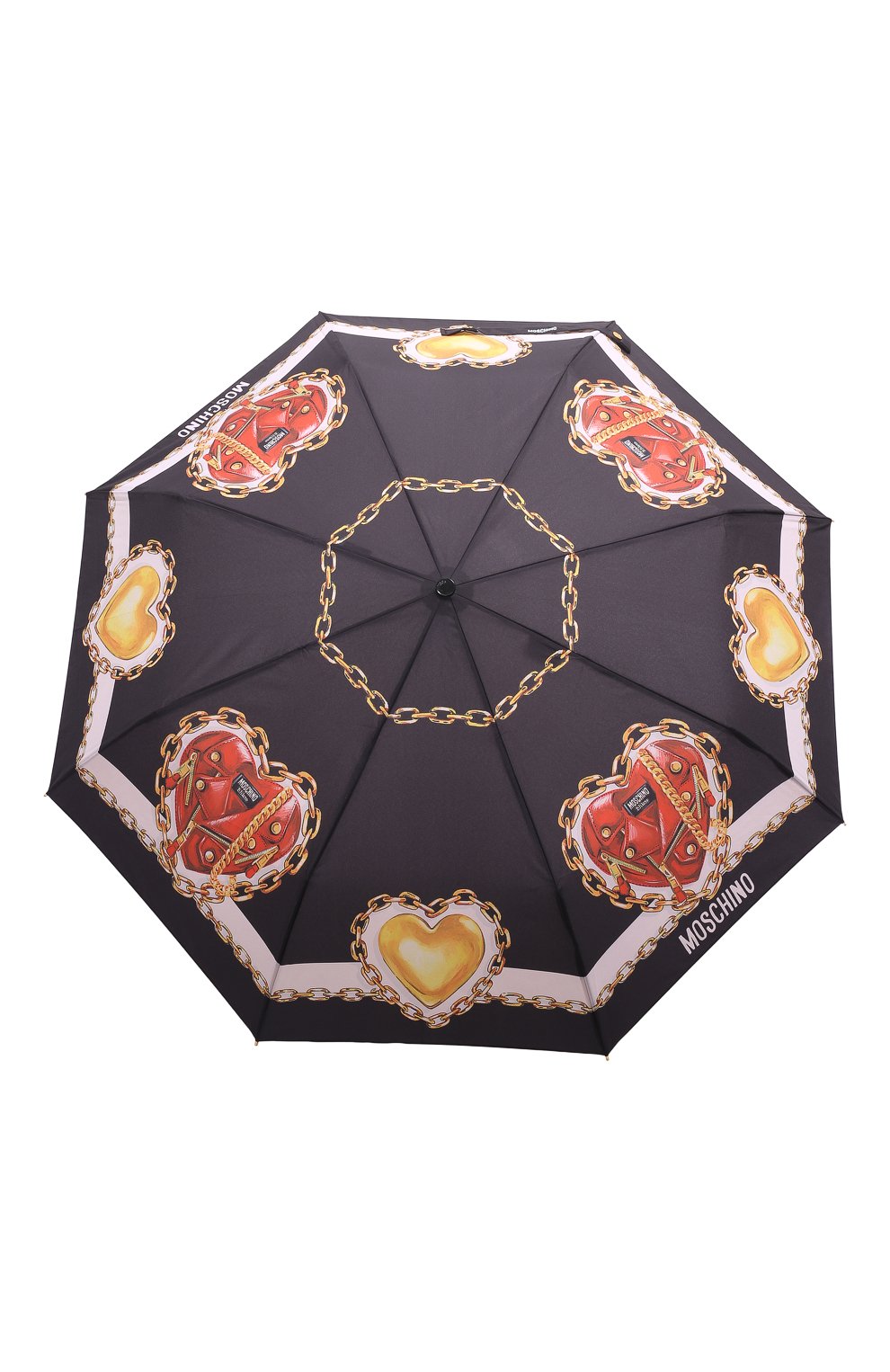 Женский складной зонт MOSCHINO черного цвета, арт. 8951-0PENCL0SEA | Фото 1 (Материал: Текстиль, Синтетический материал, Металл)