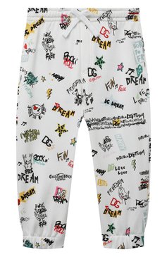 Детские хлопковые джоггеры DOLCE & GABBANA белого цвета, арт. L5JP8Z/HS7I9/2-6 | Фото 1 (Региональные ограничения белый список (Axapta Mercury): Не проставлено; Материал сплава: Проставлено; Нос: Не проставлено; Материал внешний: Хлопок; Девочки Кросс-КТ: Джоггеры-одежда)