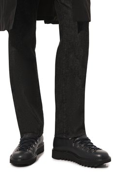 Мужские кожаные ботинки FRACAP темно-синего цвета, арт. M120/NEBRASKA 316 | Фото 3 (Мужское Кросс-КТ: Ботинки-обувь; Материал внутренний: Натуральная кожа; Материал утеплителя: Без утеплителя; Подошва: Плоская)