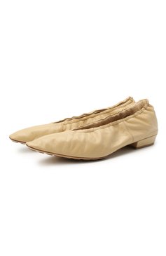 Женские кожаные балетки almond BOTTEGA VENETA кремвого цвета, арт. 652273/VBP10 | Фото 1 (Каблук высота: Низкий; Материал внутренний: Натуральная кожа; Региональные ограничения белый список (Axapta Mercury): RU; Подошва: Плоская)