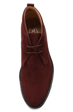 Мужские замшевые ботинки TOD’S бордового цвета, арт. XXM54B00D80RE0 | Фото 5 (Мужское Кросс-КТ: Ботинки-обувь, Дезерты-обувь; Материал внутренний: Натуральная кожа; Материал утеплителя: Без утеплителя; Статус проверки: Проверено, Проверена категория; Подошва: Плоская; Материал внешний: Замша; Длина стельки: 29, 26,1, 26,5, 27,4, 28,2, 30,7, 26,9, 27,8, 28,6)