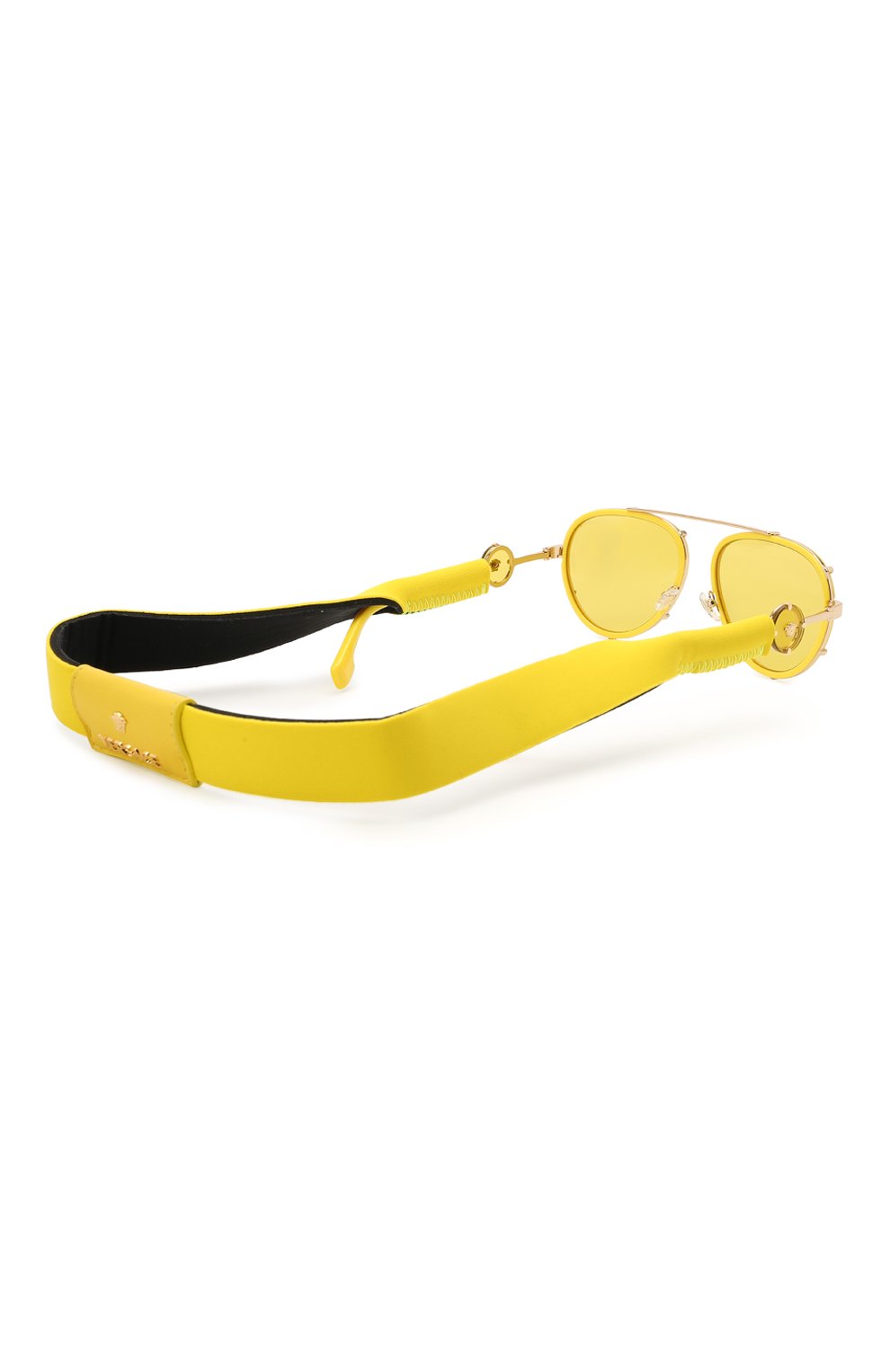 Женс кие солнцезащитные очки VERSACE желтого цвета, арт. 2232-14736D | Фото 8 (Кросс-КТ: С/з-унисекс; Региональные ограничения белый список (Axapta Mercury): RU; Тип очков: С/з; Очки форма: Авиаторы; Оптика Гендер: оптика-унисекс)