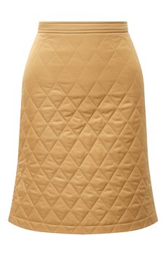 Женская юбка BURBERRY бежевого цвета, арт. 8032290 | Фото 1 (Материал внешний: Синтетический материал; Женское Кросс-КТ: Юбка-одежда; Длина Ж (юбки, платья, шорты): До колена; Материал подклада: Хлопок)