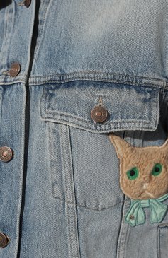 Женская джинсовая куртка GUCCI голубого цвета, арт. 661689 XDBPQ | Фото 5 (Кросс-КТ: Куртка, Деним; Рукава: Длинные; Длина (для топов): Стандартные; Стили: Гранж; Материал внешний: Хлопок, Деним)