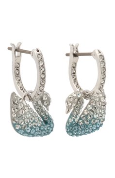 Женские серьги iconic swan  SWAROVSKI голубого цвета, арт. 5512577 | Фото 3 (Материал: Металл; Статус проверки: Проверена категория)