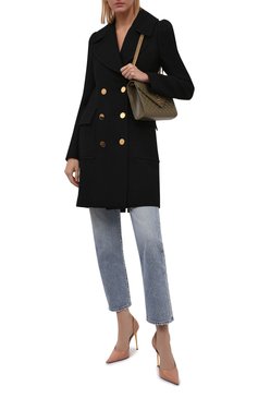 Женское шерстяное пальто TOM FORD черного цвета, арт. CP1541-FAX211 | Фото 2 (Материал внешний: Шерсть; Рукава: Длинные; Длина (верхняя одежда): До середины бедра; Стили: Классический; Материал подклада: Вискоза; 1-2-бортные: Двубортные)