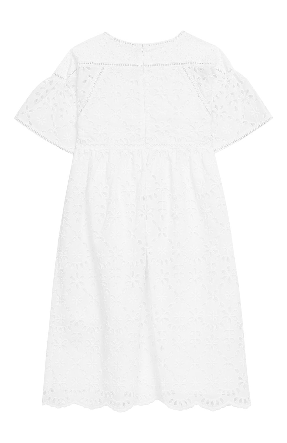 Детское хлопковое платье ERMANNO SCERVINO белого цвета, арт. 44 I AB08 SAN/10-16 | Фото 2 (Рукава: Короткие; Случай: Повседневный; Материал внешний: Хлопок; Статус проверки: Проверено, Проверена категория; Девочки Кросс-КТ: Платье-одежда; Ростовка одежда: 10 - 11 лет | 140 - 146см, 12 лет | 152 см, 13 - 15 лет | 158 см, 16 лет | 164 см)