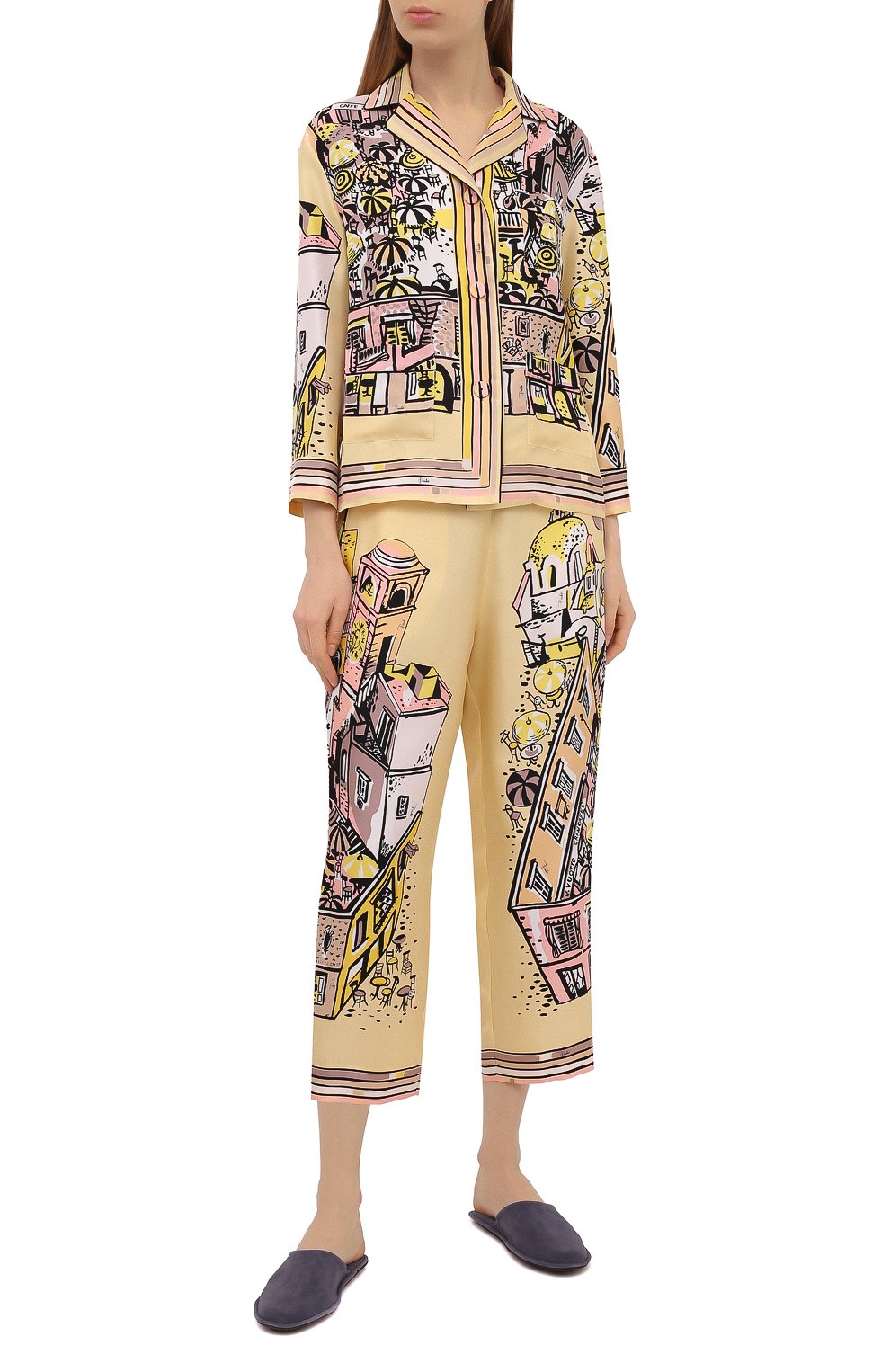 Женские шелковые брюки EMILIO PUCCI желтого цвета, арт. 1HRT20/1H721 | Фото 2 (Материал внешний: Шелк; Женское Кросс-КТ: Брюки-белье)