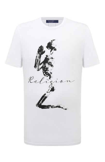 Мужская хлопковая футболка RELIGION белого цвета, арт. 13BEPN03 | Фото 1 (Материал внешний: Хлопок; Драгоценные камни: Проставлено; Длина (для топов): Стандартные; Рукава: Короткие; Материал сплава: Проставлено)