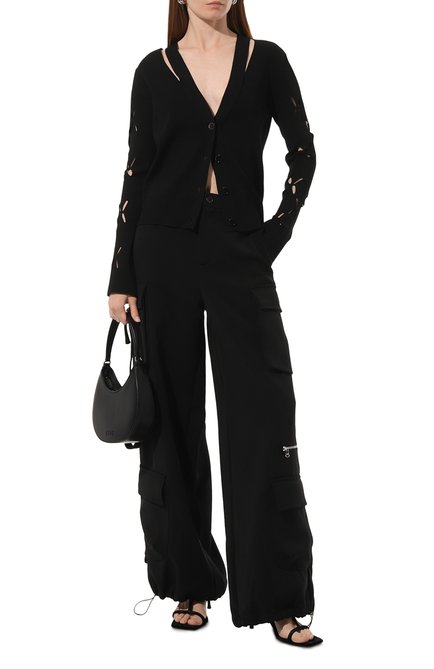 Женские брюки PATRIZIA PEPE черного цвета, арт. 8P0544_A6F5 | Фото 2 (Длина (брюки, джинсы): Стандартные; Материал сплава: Проставлено; Драгоценные камни: Проставлено; Материал внешний: Синтетический материал)