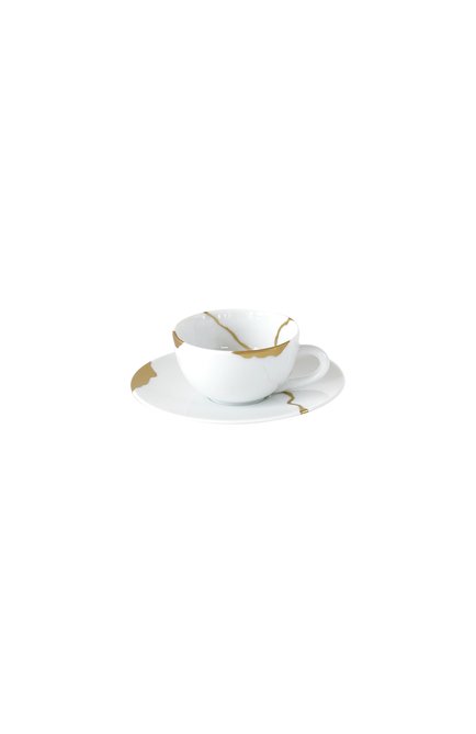 Кофейная чашка с блюдцем kintsugi BERNARDAUD белого цвета, арт. 1095/21509 | Фото 1 (Ограничения доставки: fragile-2)
