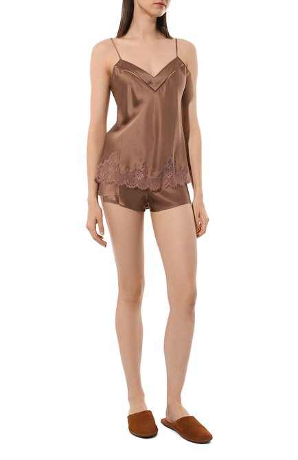 Женская шелковая пижама SIMONE PERELE коричневого цвета, арт. 17F900-15B640 | Фото 2 (Материал внешний: Шелк; Материал сплава: Проставлено; Нос: Не проставлено)