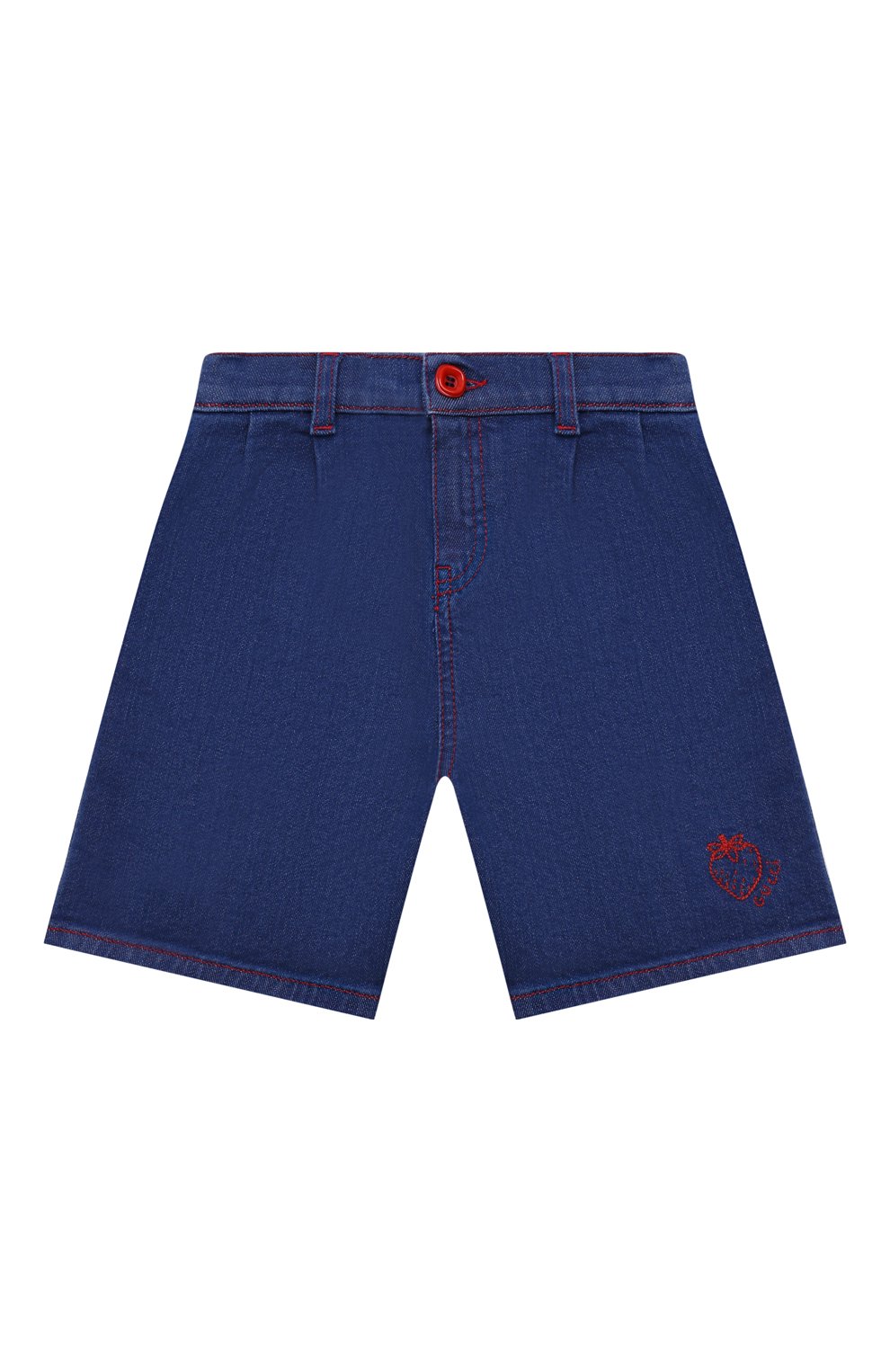 Детские джинсовые шорты GUCCI синего цвета, арт. 680088/XDBVU | Фото 1 (Кросс-КТ: Деним; Материал сплава: Проставлено; Нос: Не проставлено; Материал внешний: Хлопок)