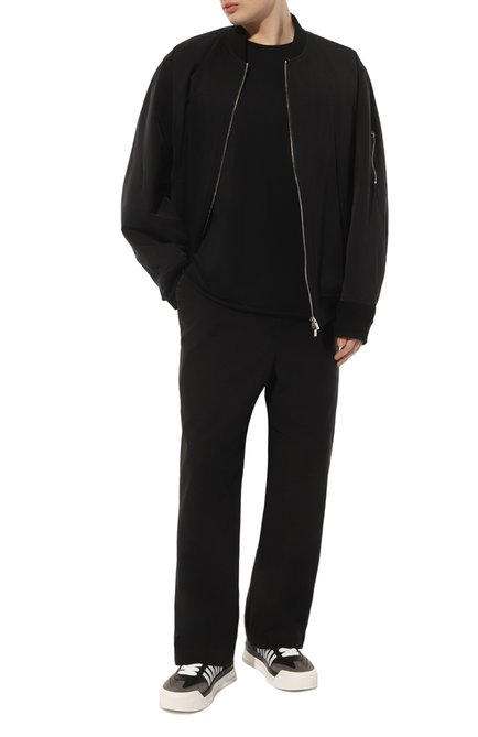 Му�жские кожаные кеды new jersey DSQUARED2 черно-белого цвета, арт. SNM0342 | Фото 2 (Материал сплава: Проставлено; Подошва: Массивная; Материал внутренний: Текстиль; Драгоценные камни: Проставлено)