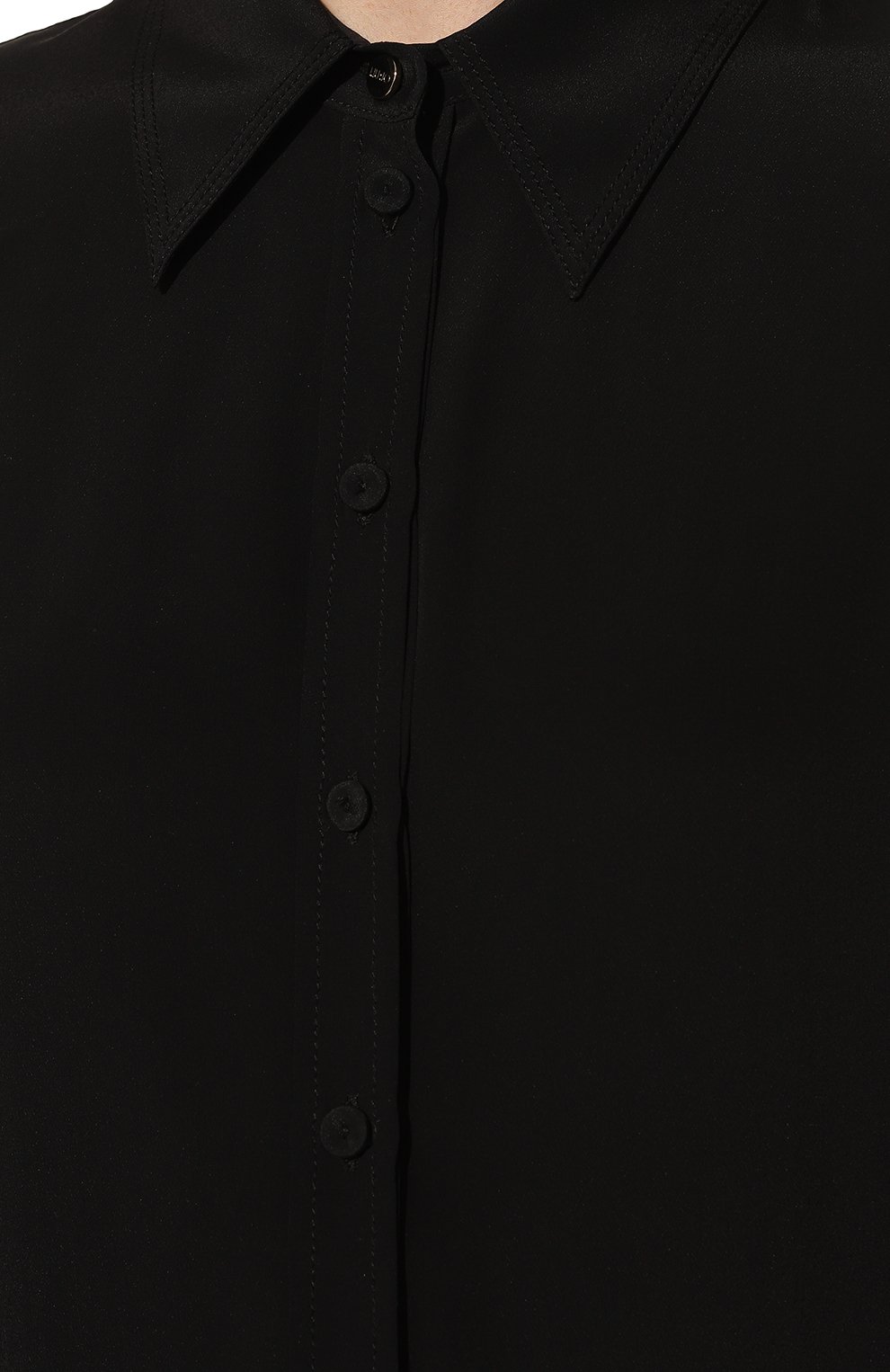 Женская рубашка LIU JO черного цвета, арт. CA3322 T2504 | Фото 5 (Рукава: Длинные; Принт: Без принта; Женское Кросс-КТ: Рубашка-одежда; Материал внешний: Синтетический материал; Длина (для топов): Стандартные; Материал сплава: Проставлено; Нос: Не проставлено; Драгоценные камни: Проставлено; Стили: Кэжуэл)