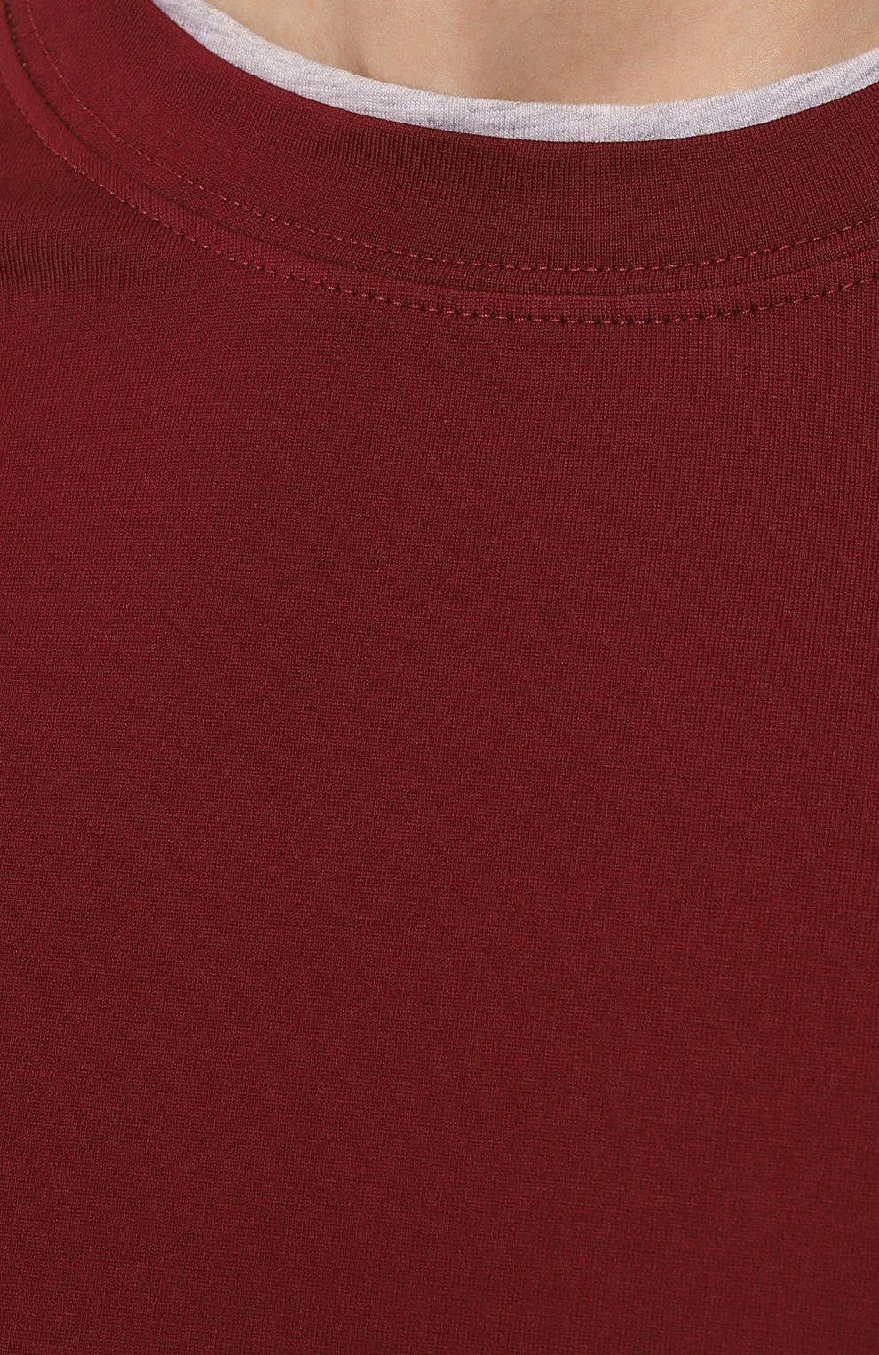 Мужская хлопковая футболка BRUNELLO CUCINELLI бордового цвета, арт. M0T617427 | Фото 5 (Принт: Без принта; Рукава: Короткие; Длина (для топов): Стандартные; Материал внешний: Хлопок; Стили: Кэжуэл)