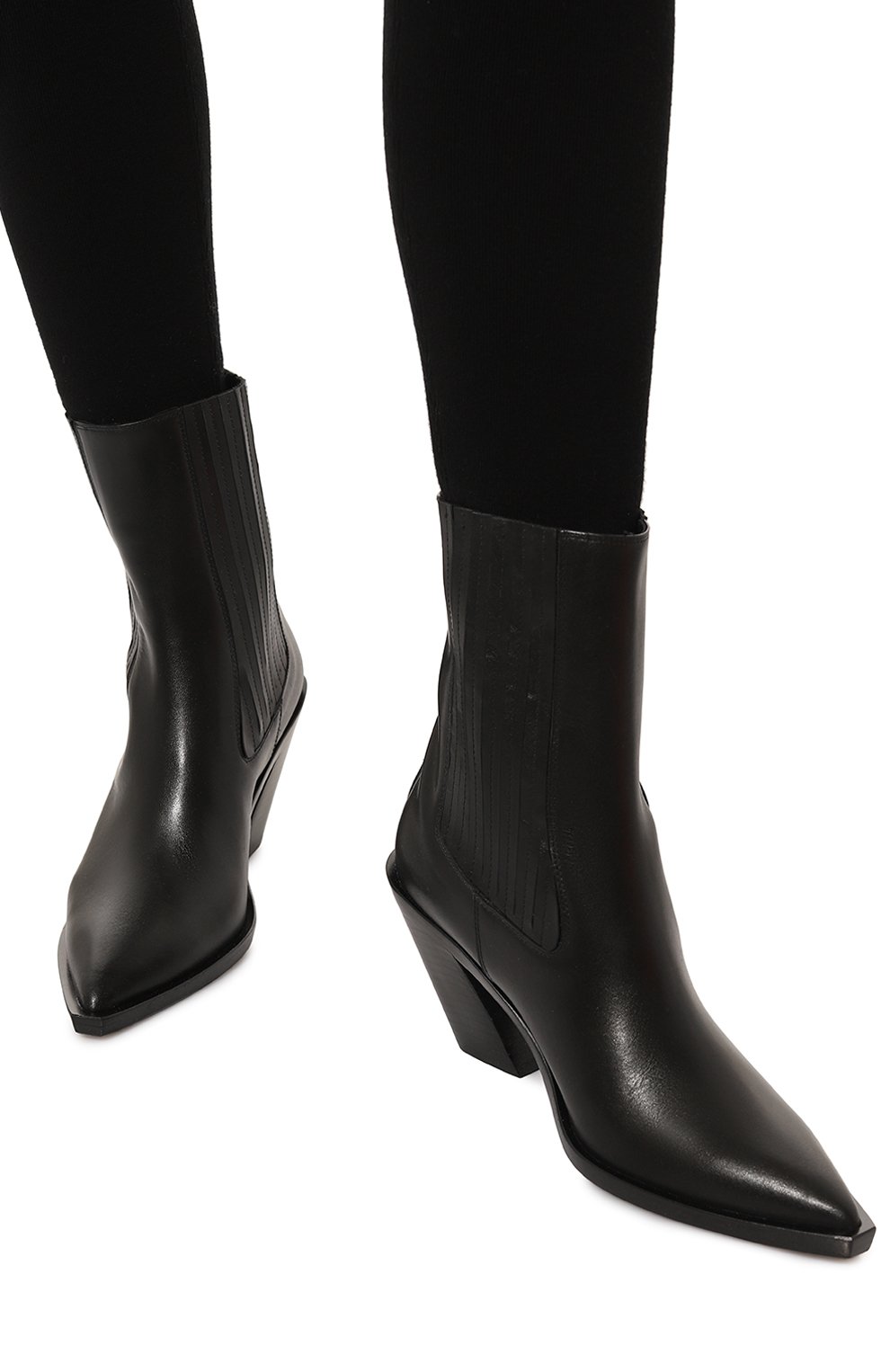 Женские кожаные казаки eclair ELLEME черного цвета, арт. ECLAIR B00T ELASTIC/LEATHER | Фото 3 (Женское Кросс-КТ: Казаки-ботинки; Каблук высота: Высокий; Материал внутренний: Натуральная кожа; Материал сплава: Проставлено; Каблук тип: Устойчивый; Материал утеплителя: Без утеплителя; Подошва: Плоская; Драгоценные камни: Проставлено)