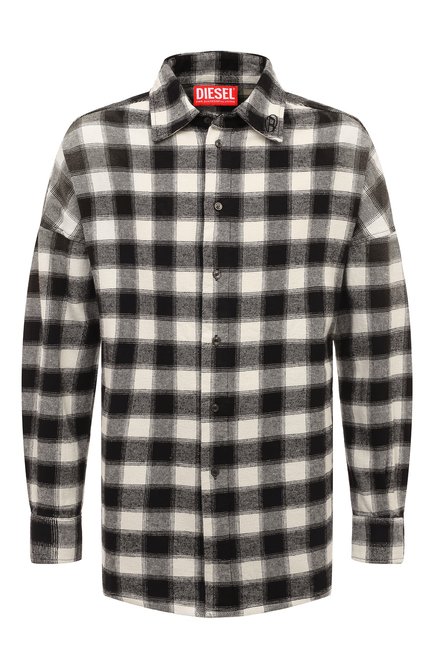 Мужская хлопковая рубашка DIESEL черно-белого цвета по цене 32400 руб., арт. A10687/0TGAX | Фото 1