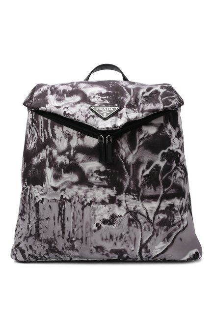 Мужской текстильный рюкзак PRADA серого цвета, арт. 2VZ089-2DXT-F0424-OOO | Фото 1 (Материал: Текстиль; Размер: large; Стили: Кэжуэл)