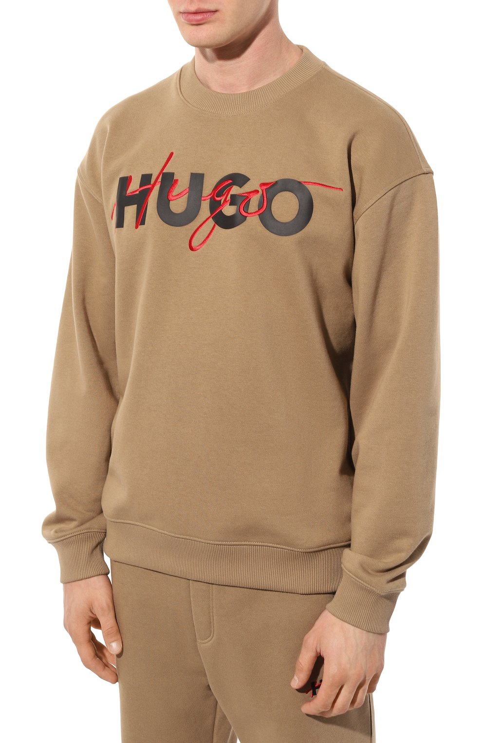 Хлопковый свитшот HUGO 50494558, цвет бежевый, размер 46 - фото 3