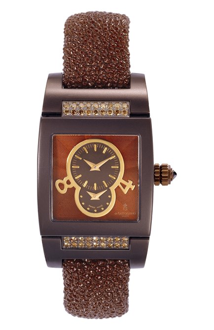 Женские часы dual time brown matt DE GRISOGONO бесцветного цвета, арт. TINO S16 AT | Фото 1 (Материал корпуса: Белое золото; Цвет циферблата: Другое; Механизм: Автомат)