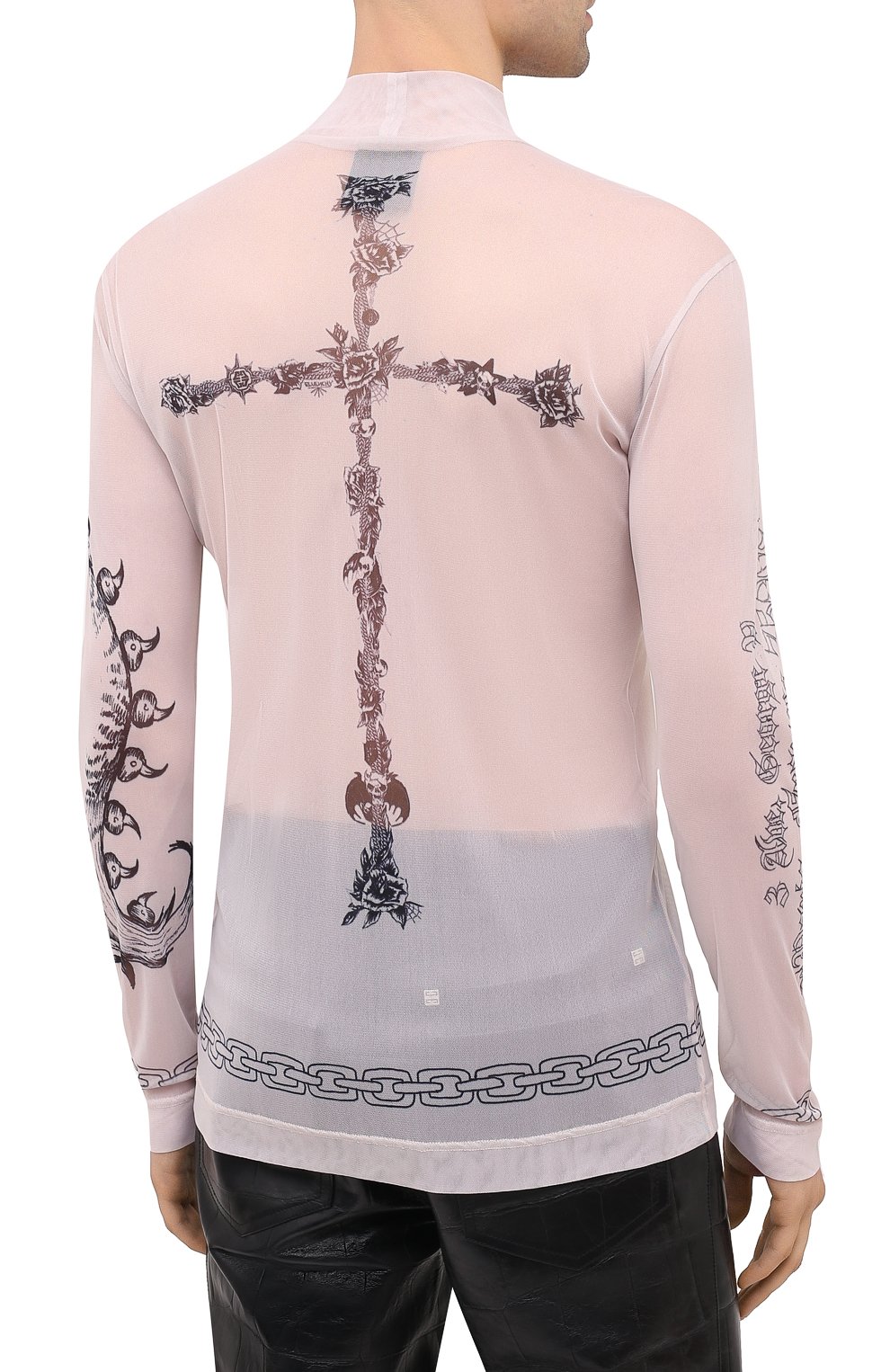 Мужская лонгслив GIVENCHY бежевого цвета, арт. BM713C3Y6C | Фото 4 (Рукава: Длинные; Стили: Панк; Материал внешний: Синтетический материал; Принт: С принтом; Длина (для топов): Удлиненные)