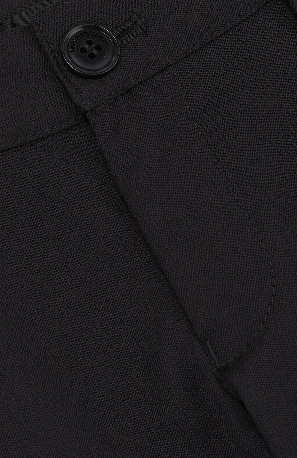 Детские шерстяные брюки прямого кроя EMPORIO ARMANI синего цвета, арт. 6Z4P10/4N19Z | Фото 3 (Материал внешний: Шерсть; Статус проверки: Проверено, Проверена категория; Ростовка одежда: 10 - 11 лет | 140 - 146см, 13 - 15 лет | 158 см, 16 лет | 164 см, 4 года | 104 см, 5 лет | 110 см, 6 лет | 116 см, 7 лет | 122 см, 8 лет | 128 см, 9 лет | 134 см)