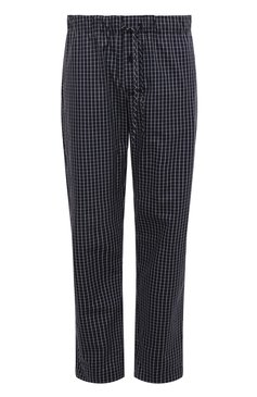 Мужские хлопковые домашние брюки HANRO черно-белого цвета, арт. 075436. | Фото 1 (Длина (брюки, джинсы): Стандартные; Кросс-КТ: домашняя одежда; Материал внешний: Хлопок)