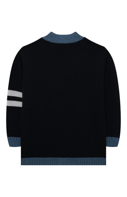 Детский кардиган EMPORIO ARMANI темно-синего цвета, арт. 6L4M51/4M0NZ | Фото 2 (Материал внешний: Шерсть, Синтетический материал, Вискоза; Рукава: Длинные; Мальчики Кросс-КТ: Кардиган-одежда)