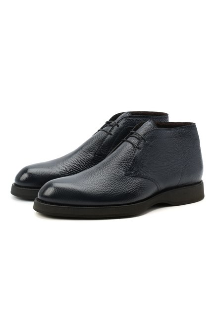 Мужские кожаные ботинки BRIONI темно-синего цвета по цене 119500 руб., арт. QQC30L/09712 | Фото 1