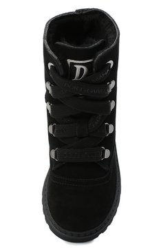 Детские замшевые ботинки DOLCE & GABBANA черного цвета, арт. DA0744/AW750/24-28 | Фото 4 (Материал утеплителя: Натуральный мех; Региональные ограничения белый список (Axapta Mercury): RU; Длина стельки: 14,7, 15,4, 16,1, 16,7, 17,4; ширина носка стельки: 6,5, 6,6; толщина подошвы: 2,6)