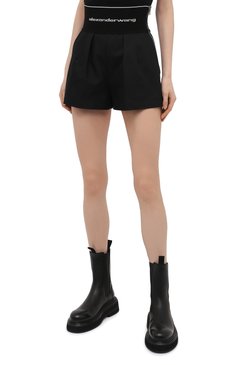 Женские хлопковые шорты ALEXANDER WANG черного цвета, арт. 1WC2214358 | Фото 3 (Женское Кросс-КТ: Шорты-одежда; Длина Ж (юбки, платья, шорты): Мини; Материал внешний: Хлопок; Стили: Спорт-шик)