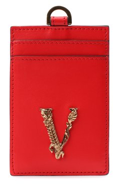 Женский кожаный футляр для кредитных карт virtus VERSACE красного цвета, арт. DP3H672V/DVT2 | Фото 1 (Материал: Натуральная кожа)