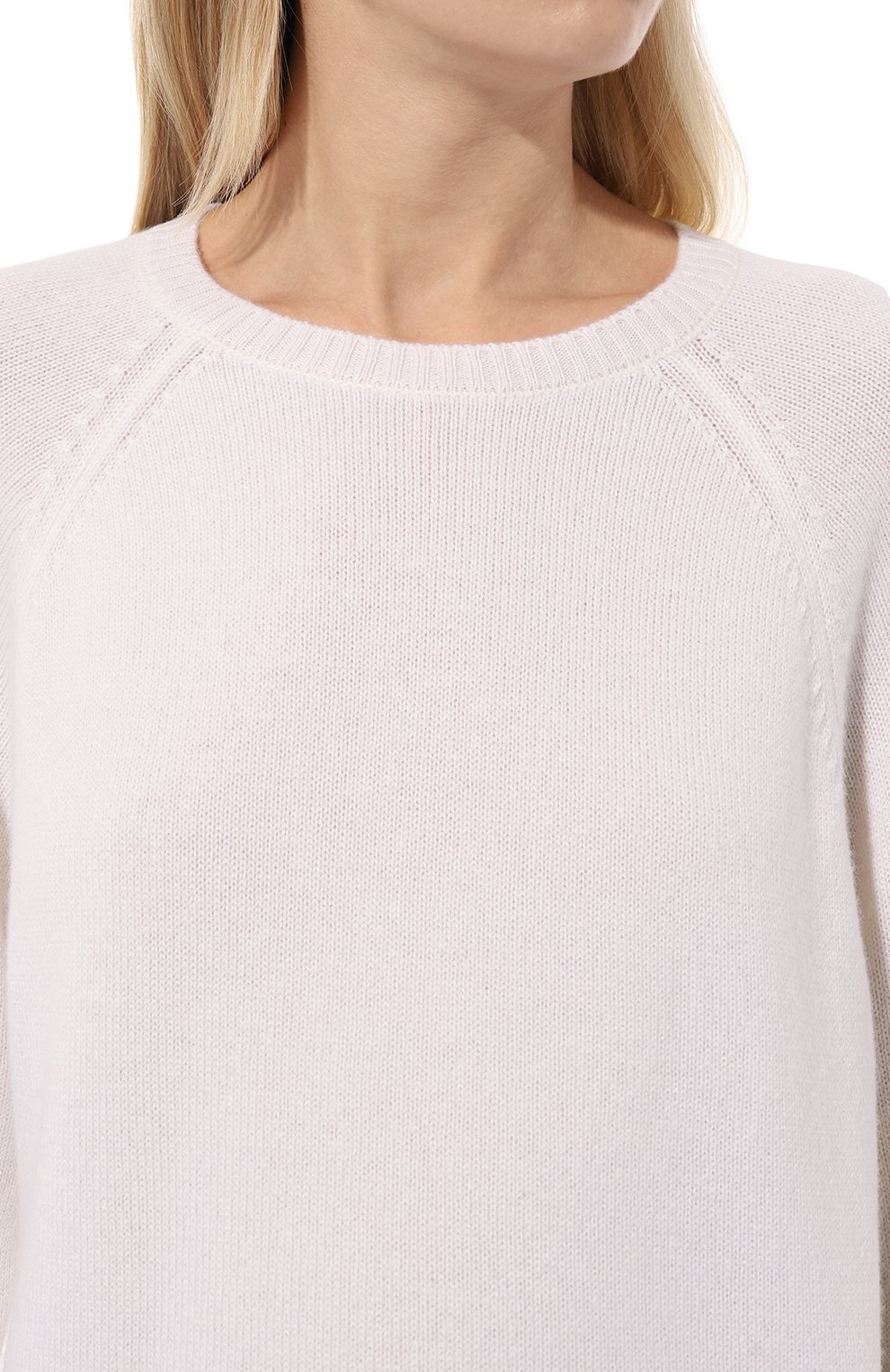 Женский кашемировый пулов ер GRAN SASSO белого цвета, арт. 23217/15517 | Фото 5 (Материал внешний: Шерсть, Кашемир; Рукава: Длинные; Длина (для топов): Стандартные; Материал сплава: Проставлено; Женское Кросс-КТ: Пуловер-одежда; Драгоценные камни: Проставлено)