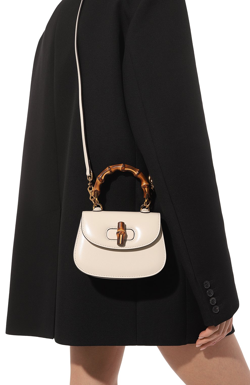 Женская сумка gucci bamboo 1947 mini GUCCI белого цвета, арт. 686864 10ODT | Фото 2 (Сумки-технические: Сумки top-handle; Материал: Натуральная кожа; Размер: mini; Ремень/цепочка: На ремешке)
