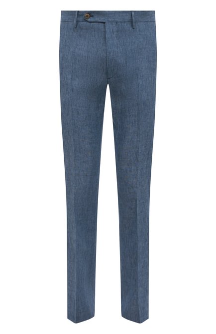 Мужские льняные брюки  BERWICH голубого цвета, арт. SC/1/LM104 | Фото 1 (Материал внешний: Лен; Длина (брюки, джинсы): Стандартные; Случай: Повседневный; Сти�ли: Кэжуэл)