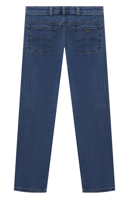 Детские джинсы EMPORIO ARMANI синего цвета, арт. 8N4J45/4D3BZ | Фото 2 (Материал сплава: Проставлено; Нос: Не проставлено; М атериал внешний: Хлопок)