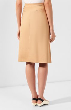 Женская хлопковая юбка JIL SANDER NAVY бежевого цвета, арт. JNWM3502A/JM2418 | Фото 4 (Женское Кросс-КТ: Юбка-одежда; Материал внешний: Хлопок; Длина Ж (юбки, платья, шорты): До колена; Статус проверки: Проверено, Проверена категория)