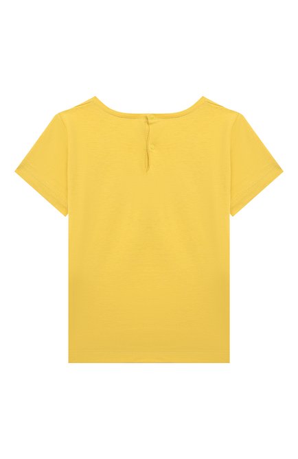 Детская хлопковая футболка IL GUFO желтого цвета, арт. P22TS354M0014/2A-4A | Фото 2 (Материал внешний: Хлопок; Рукава: Короткие; Девочки Кросс-КТ: футболка-одежда; Ростовка одежда: 18 мес | 86 см, 2 года | 92 см, 3 года | 98 см)