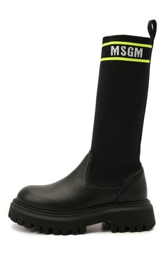 Детские сапоги с кожаной отделкой MSGM KIDS черного цвета, арт. 69170/RANGER/T0M./28-35 | Фото 2 (Материал внешний: Текстиль; Материал внутренний: Натуральная кожа; Длина стельки: 17,7, 18,4, 19, 19,7, 20,4, 21, 21,7, 22,3)