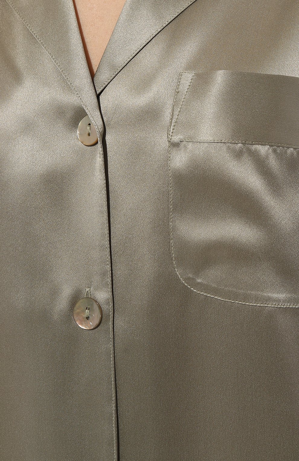 Женская шелковая пижама LUNA DI SETA светло-зеленого цвета, арт. VLST08007 | Фото 7 (Материал внешний: Шелк; Материал сплава: Проставлено; Нос: Не проставлено)