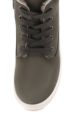 Детские кожаные ботинки с меховой отделкой ATLANTA MOCASSIN сер�ого цвета, арт. 9RG8NB595T4PTT/28-34 | Фото 4 (Материал утеплителя: Натуральный мех; Статус проверки: Проверена категория)