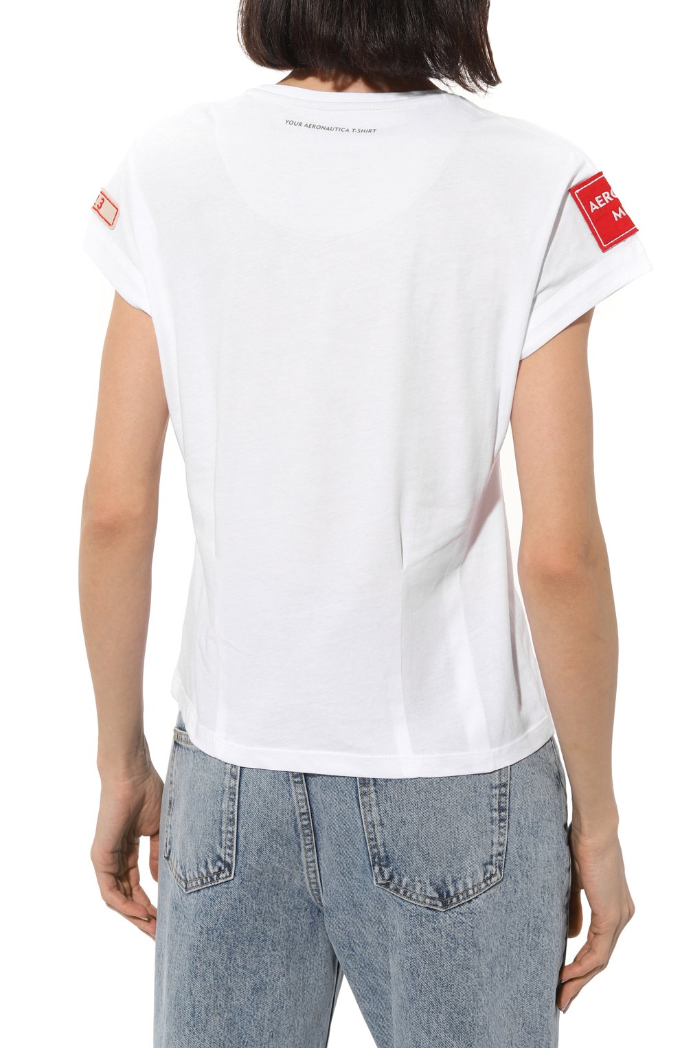 Женская хлопковая футболка AERONAUTICA MILITARE белого цвета, арт. 231/TS2060DJ510 | Фото 4 (Рукава: Короткие; Длина (для топов): Стандартные; Стили: Гранж; Принт: С принтом; Матери ал внешний: Хлопок; Женское Кросс-КТ: Футболка-одежда)