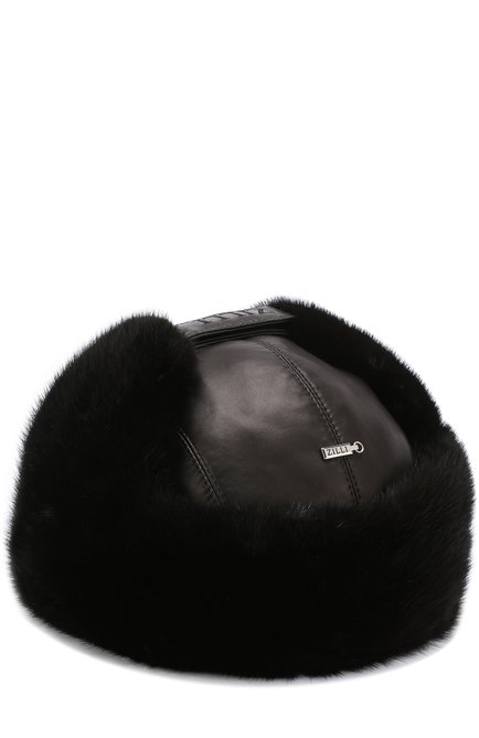Мужская кожаная шапка-ушанка с меховой отделкой ZILLI темно-синего цвета, арт. MHQ-0RS00-01005/1002 | Фото 2 (Материал: Натуральный мех, Натуральная кожа)