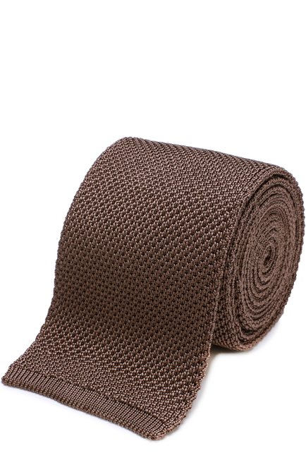 Мужской шелковый вязаный галстук TOM FORD бежевого цвета по цене 19750 руб., арт. 9TF591MF | Фото 1