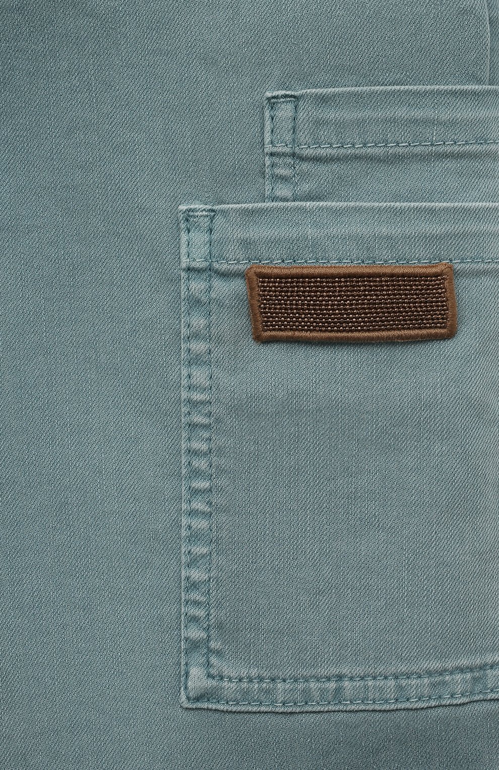 Детские джинсы BRUNELLO CUCINELLI бирюзового цвета, арт. BA080P490B | Фото 3 (Материал внешний: Хлопок, Лиоцелл, Растительное волокно)