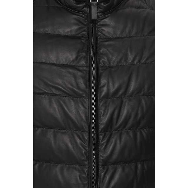 фото Кожаный пуховик на молнии с воротником-стойкой brioni
