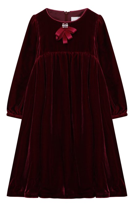 Детское платье из вискозы EIRENE бордового цвета, арт. 222298 | Фото 1 (Материал внешний: Вискоза; Рукава: Длинные; Материал подклада: Хлопок; Девочки Кросс-КТ: Платье-одежда; Случай: Вечерний; Ростовка одежда: 10 - 11 лет | 140 - 146см, 3 года | 98 см, 4 года | 104 см, 6 лет | 116 см, 7 лет | 122 см, 8 лет | 128 см, 9 лет | 134 см)
