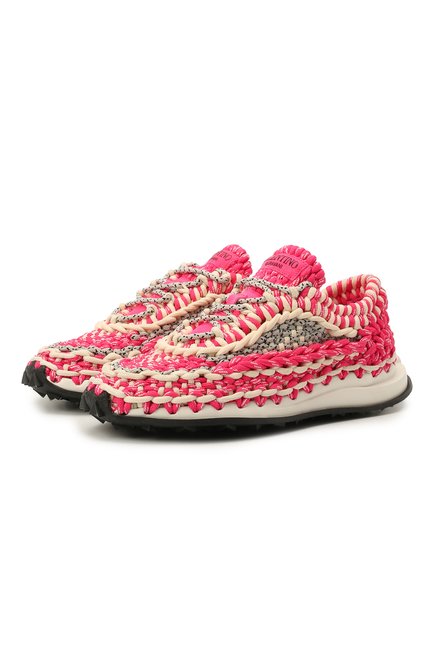 Женские текстильные кроссовк и spiral knot VALENTINO розового цвета по цене 95700 руб., арт. WW2S0BU6/IHE | Фото 1